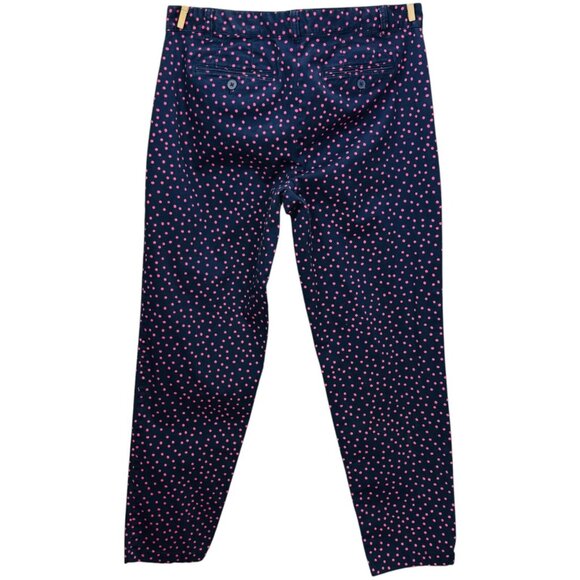 Talbots Women Weekend Chino Navy Blue Pink Polka Dot Relaxed Fit Size 10 - Picture 6 of 13